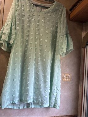 Mint Textured Dot Tunic Dress